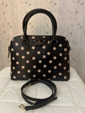 Kate Spade Black and Cream Polka Dot Dome Satchel
